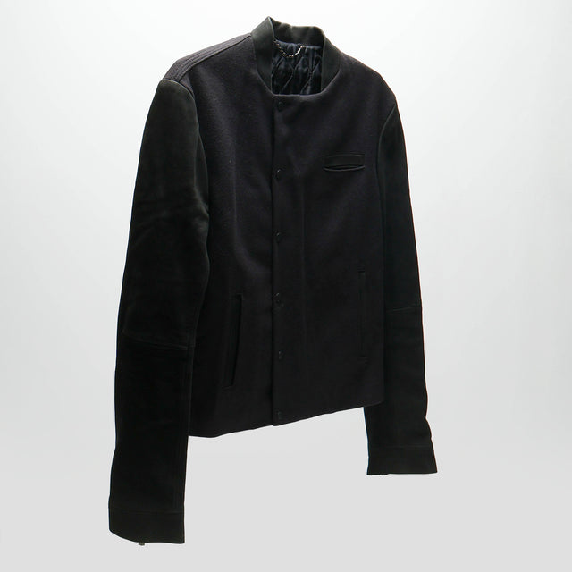 BALENCIAGA LEATHER SLEEVE VARSITY JACKET