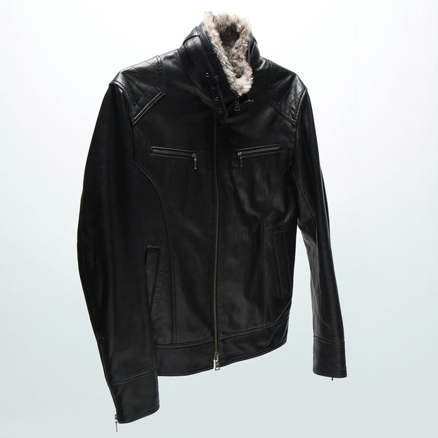 BURBERRY BLACK LABEL LEATHER FUR JACKET