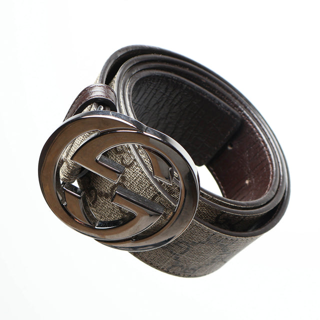 GUCCI MONOGRAM LEATHER BELT
