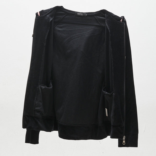 BURBERRY VELOUR ZIP HOODIE