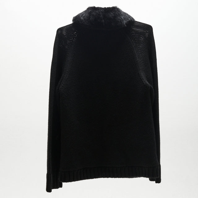 BURBERRY BLACK LABEL KNIT FUR ZIP JACKET