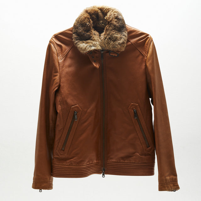 BURBERRY BLACK LABEL FUR LEATHER JACKET