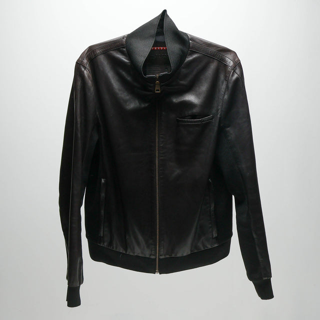 PRADA SPORT LEATHER BOMBER JACKET