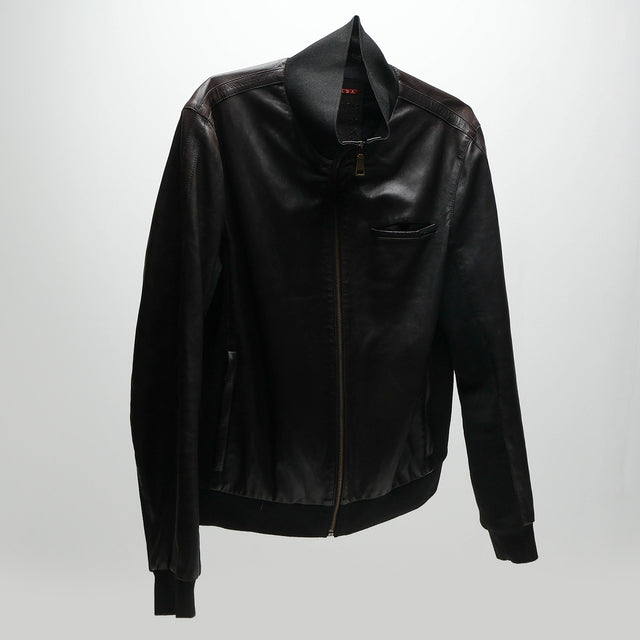 PRADA SPORT LEATHER BOMBER JACKET