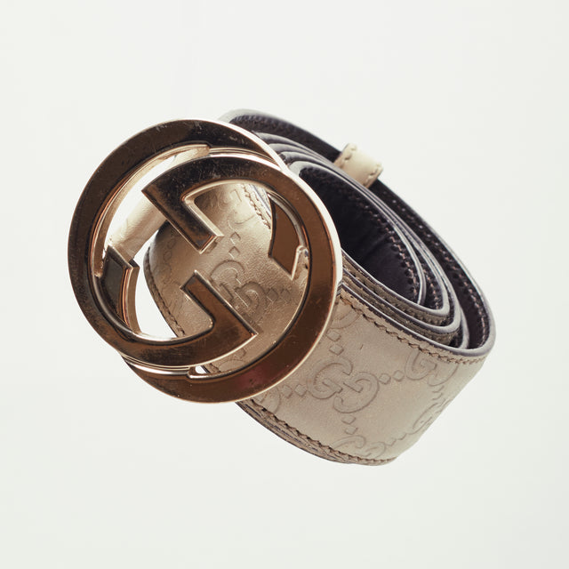 GUCCI MONOGRAM LEATHER BELT