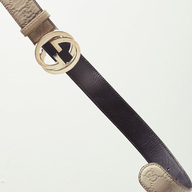 GUCCI MONOGRAM LEATHER BELT