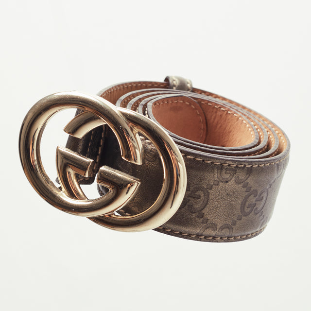 GUCCI MONOGRAM LEATHER BELT