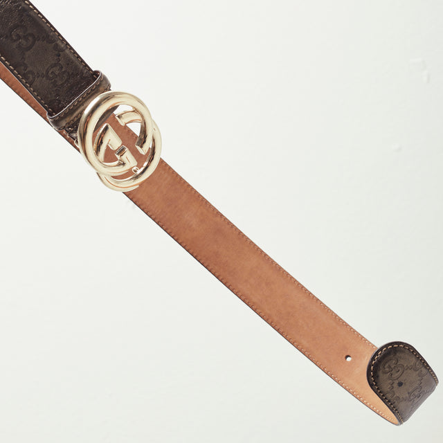 GUCCI MONOGRAM LEATHER BELT