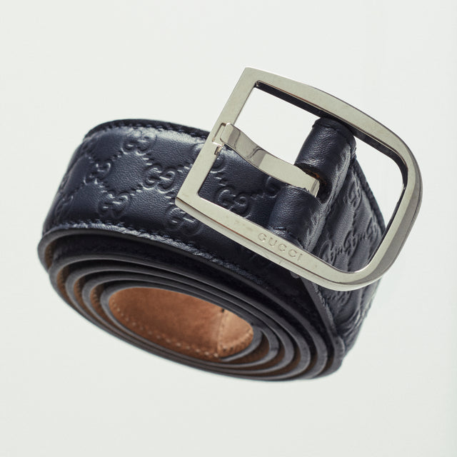 GUCCI MONOGRAM LEATHER BELT