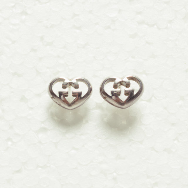 GUCCI SILVER HEART EARINGS