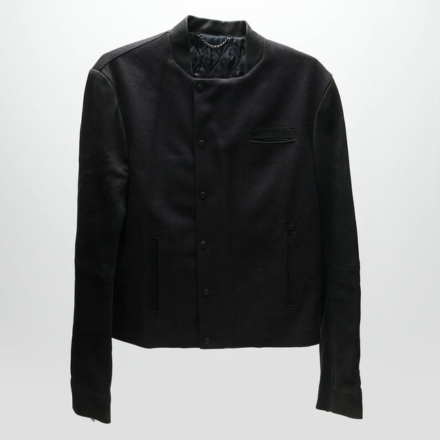 BALENCIAGA LEATHER SLEEVE VARSITY JACKET