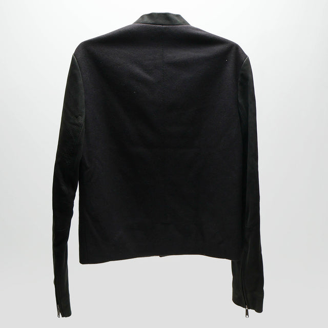 BALENCIAGA LEATHER SLEEVE VARSITY JACKET