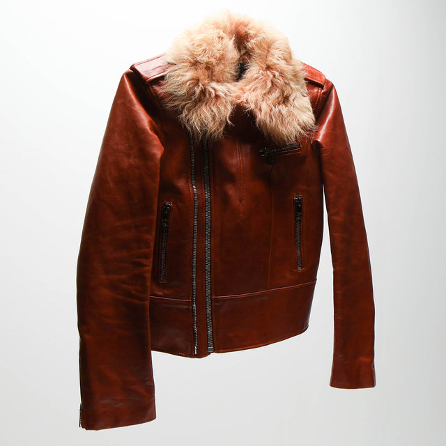 GUCCI LEATHER FUR JACKET