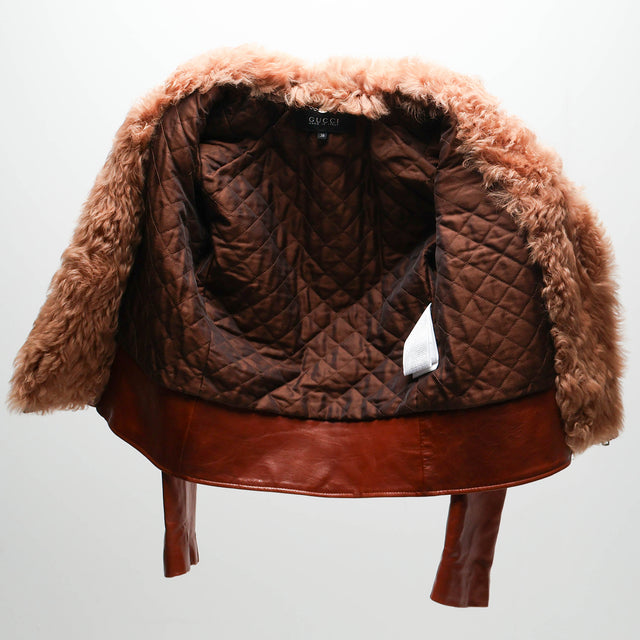 GUCCI LEATHER FUR JACKET
