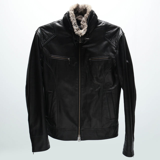 BURBERRY BLACK LABEL LEATHER FUR JACKET