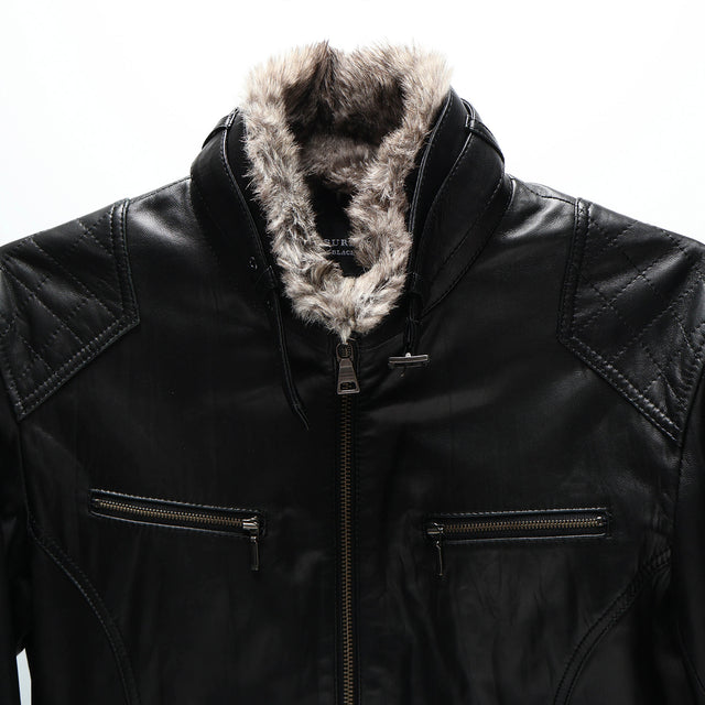 BURBERRY BLACK LABEL LEATHER FUR JACKET