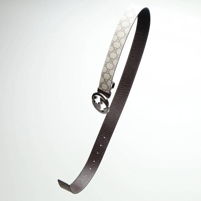 GUCCI MONOGRAM LEATHER BELT