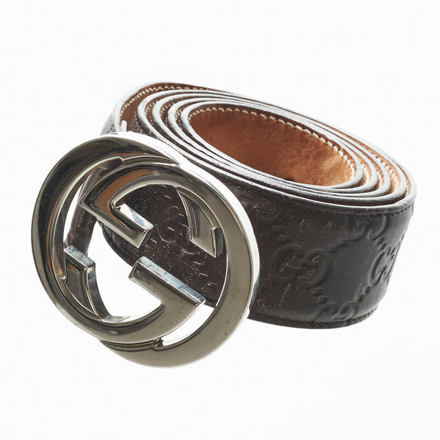 GUCCI MONOGRAM LEATHER BELT