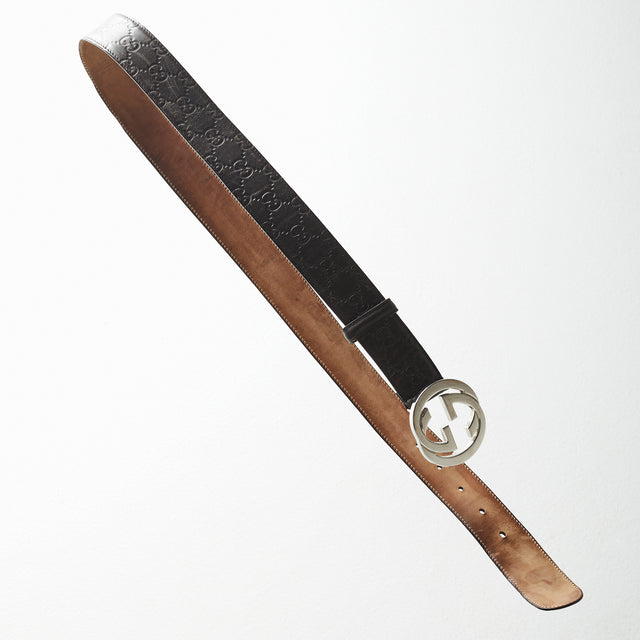 GUCCI MONOGRAM LEATHER BELT