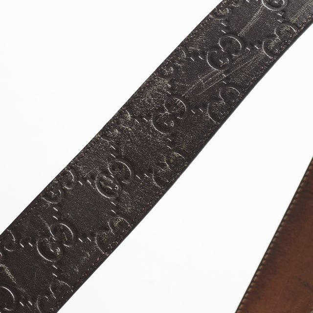 GUCCI MONOGRAM LEATHER BELT