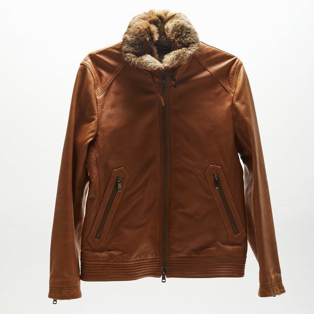 BURBERRY BLACK LABEL FUR LEATHER JACKET