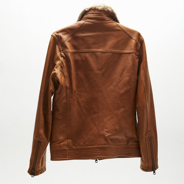 BURBERRY BLACK LABEL FUR LEATHER JACKET
