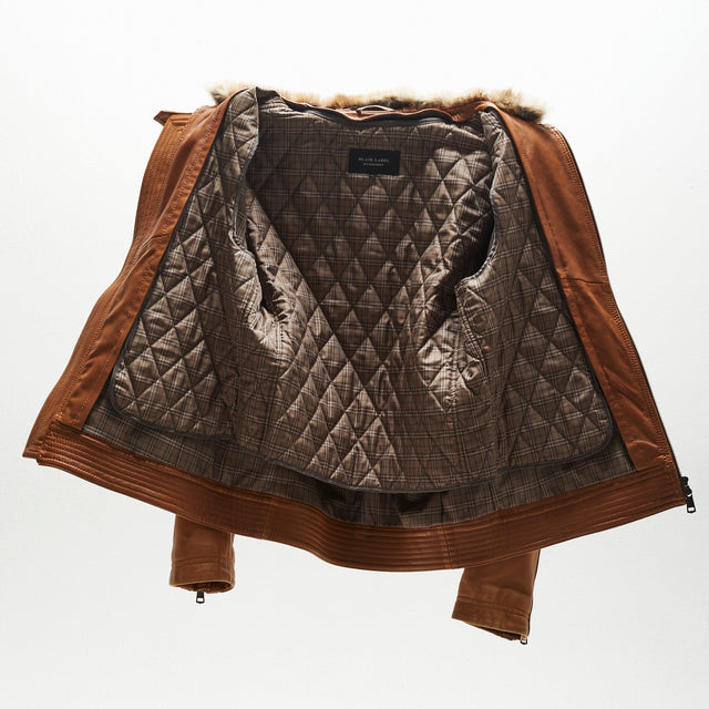 BURBERRY BLACK LABEL FUR LEATHER JACKET