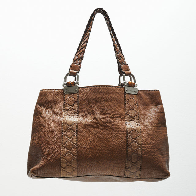 GUCCI LEATHER BAMBOO HAND BAG