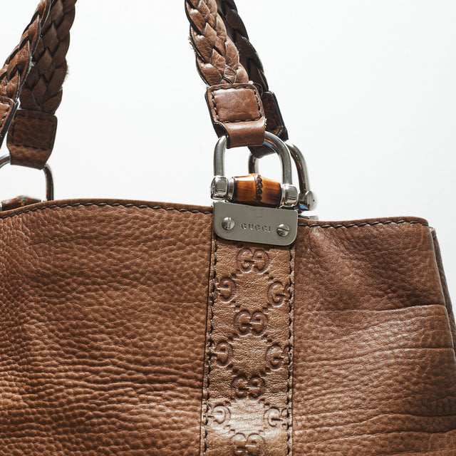 GUCCI LEATHER BAMBOO HAND BAG
