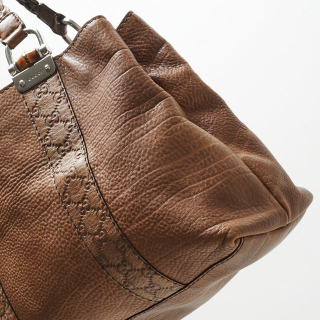 GUCCI LEATHER BAMBOO HAND BAG