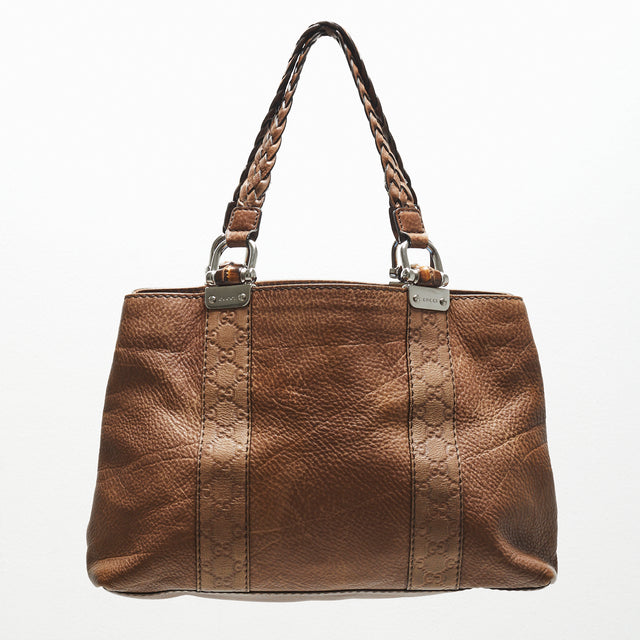 GUCCI LEATHER BAMBOO HAND BAG