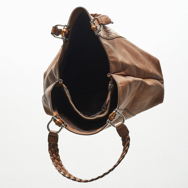 GUCCI LEATHER BAMBOO HAND BAG