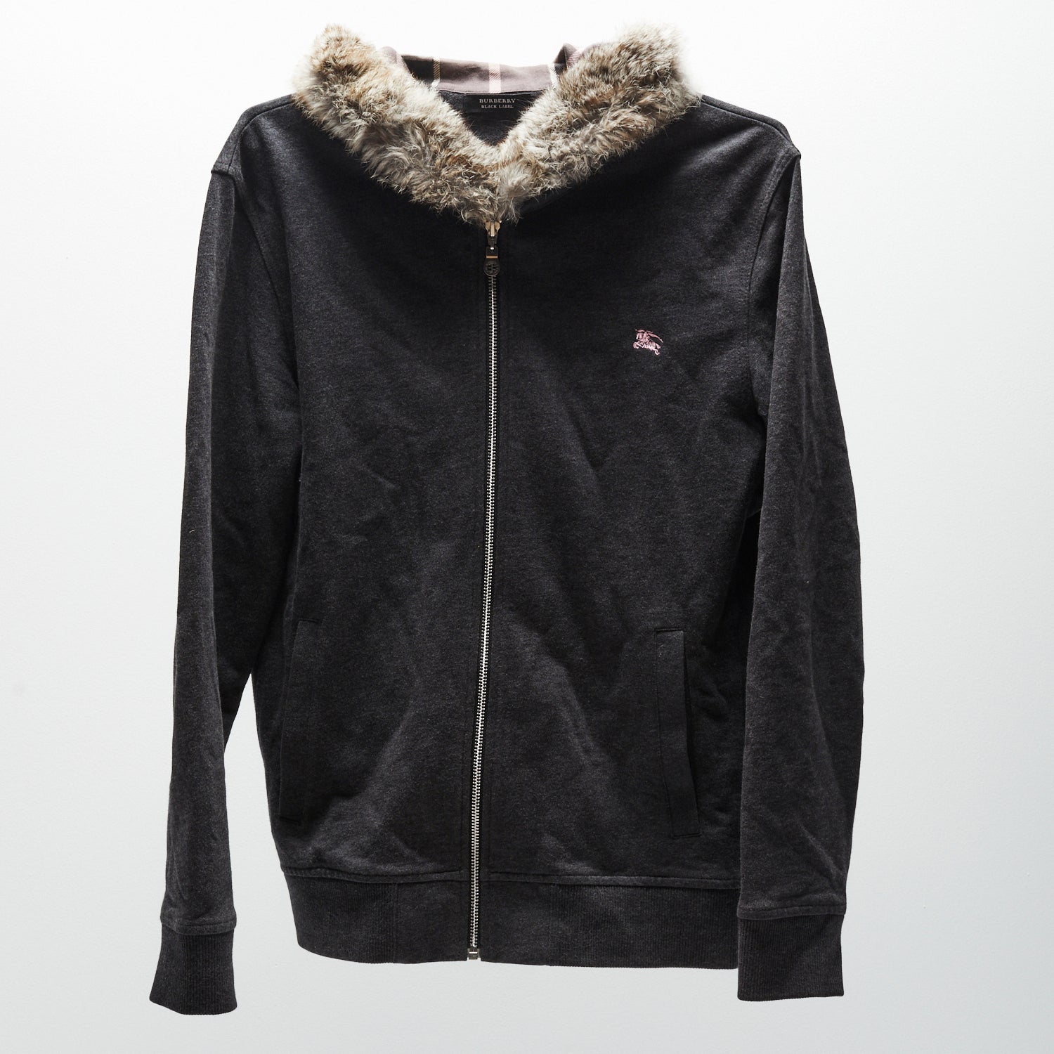 BURBERRY BLACK LABEL FUR ZIP HOODIE – fabricsforsale BURBERRY BLACK LABEL FUR ZIP HOODIE – fabricsforsale